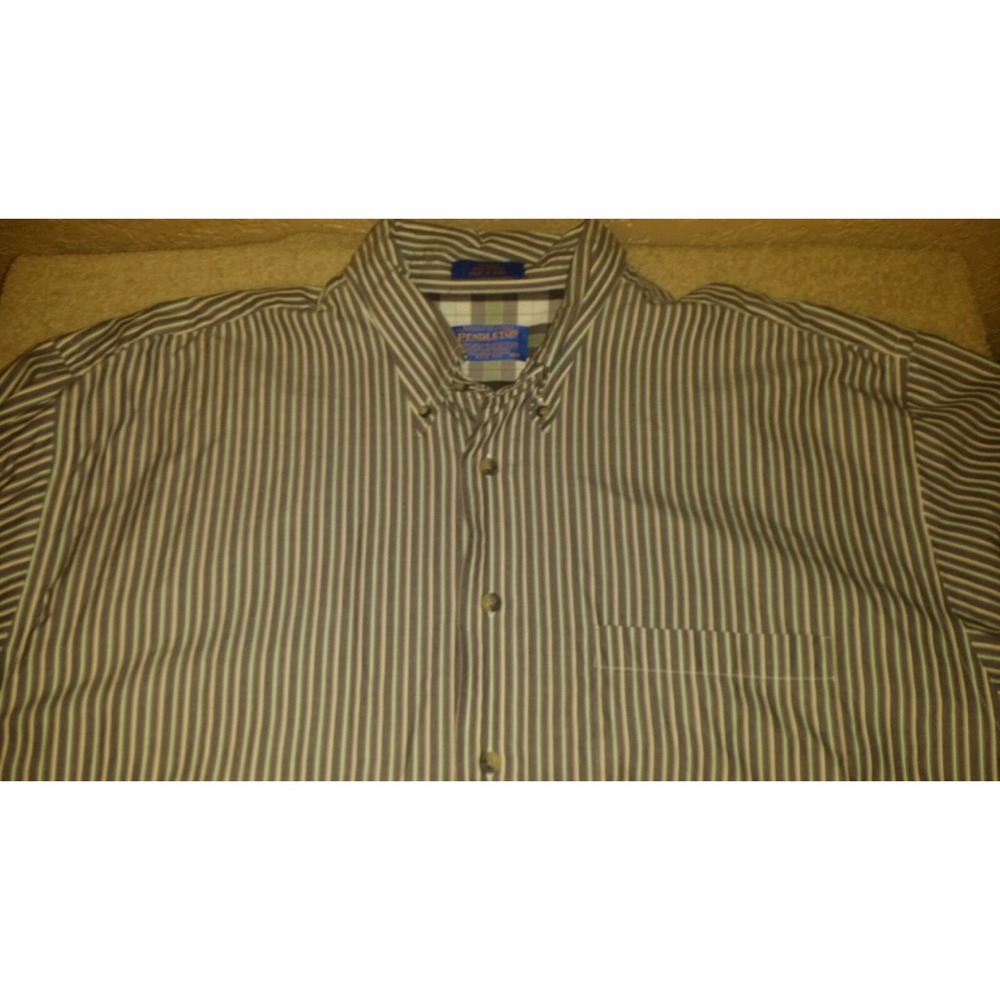 Pendleton Men's XL X-large long sleeve button Stripe Button shirt Green Multi